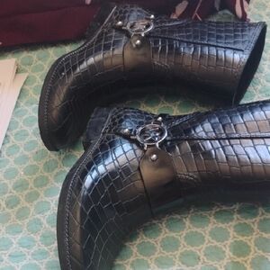 Michael Kors Fulton iconic MK logo harness black boots